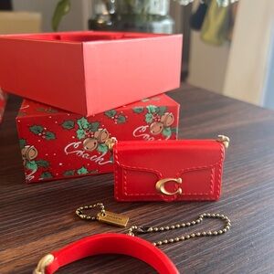 Coach Red christmas Tabby Bag Charm